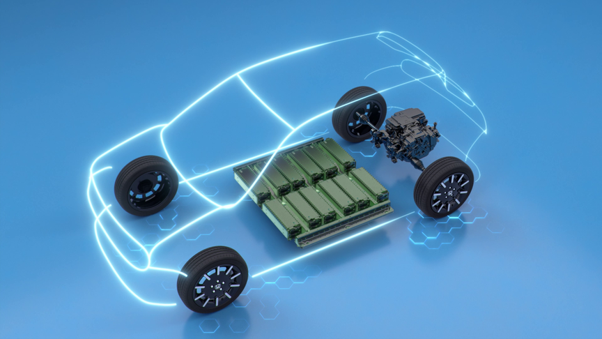 Vista superior de tres cuartos del tamaño de la batería del coche eléctrico