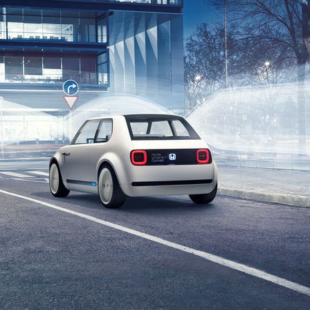 Vista trasera de tres cuartos del Honda Urban EV Concept.