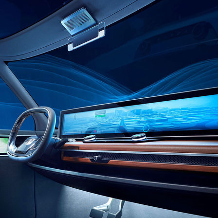 Vista delantera de tres cuartos del interior del Honda Urban EV Concept.