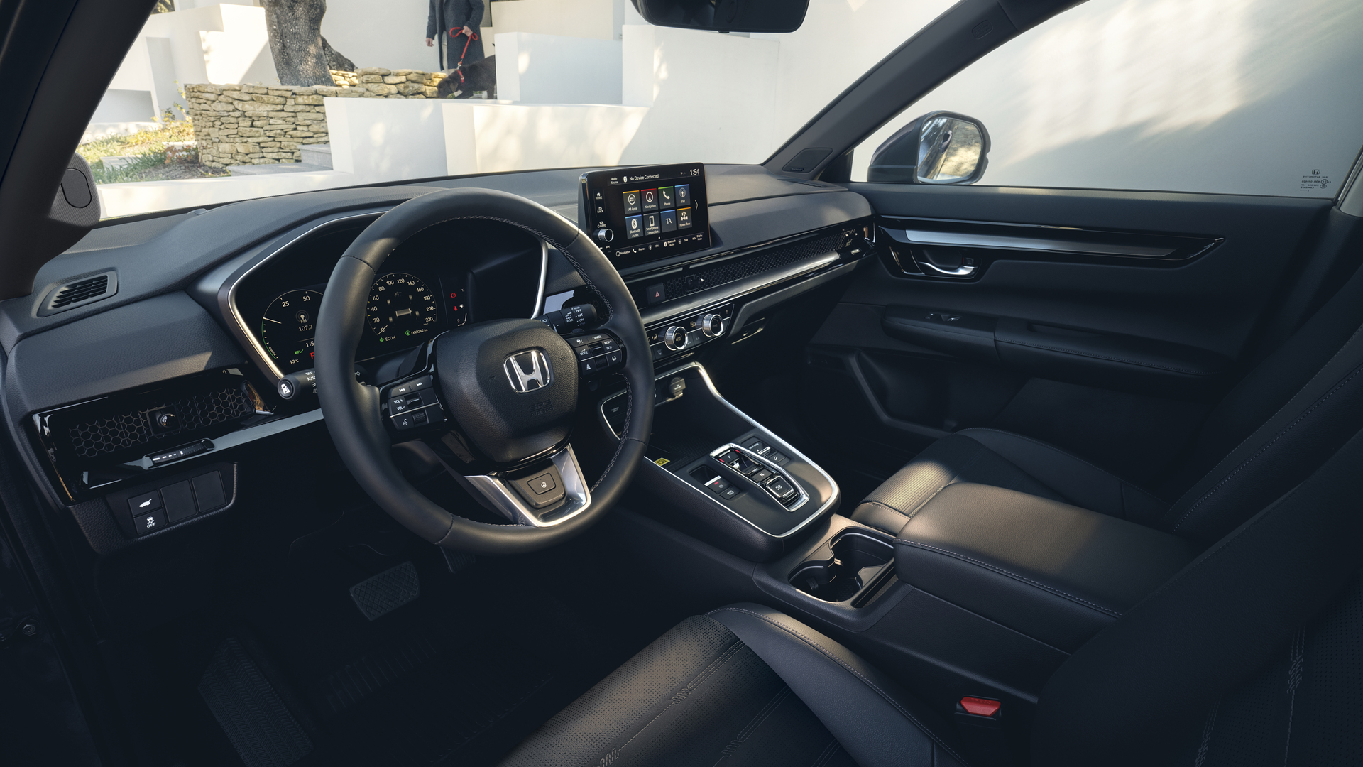 Imagen de tres cuartos del interior del SUV Honda CR-V Hybrid.