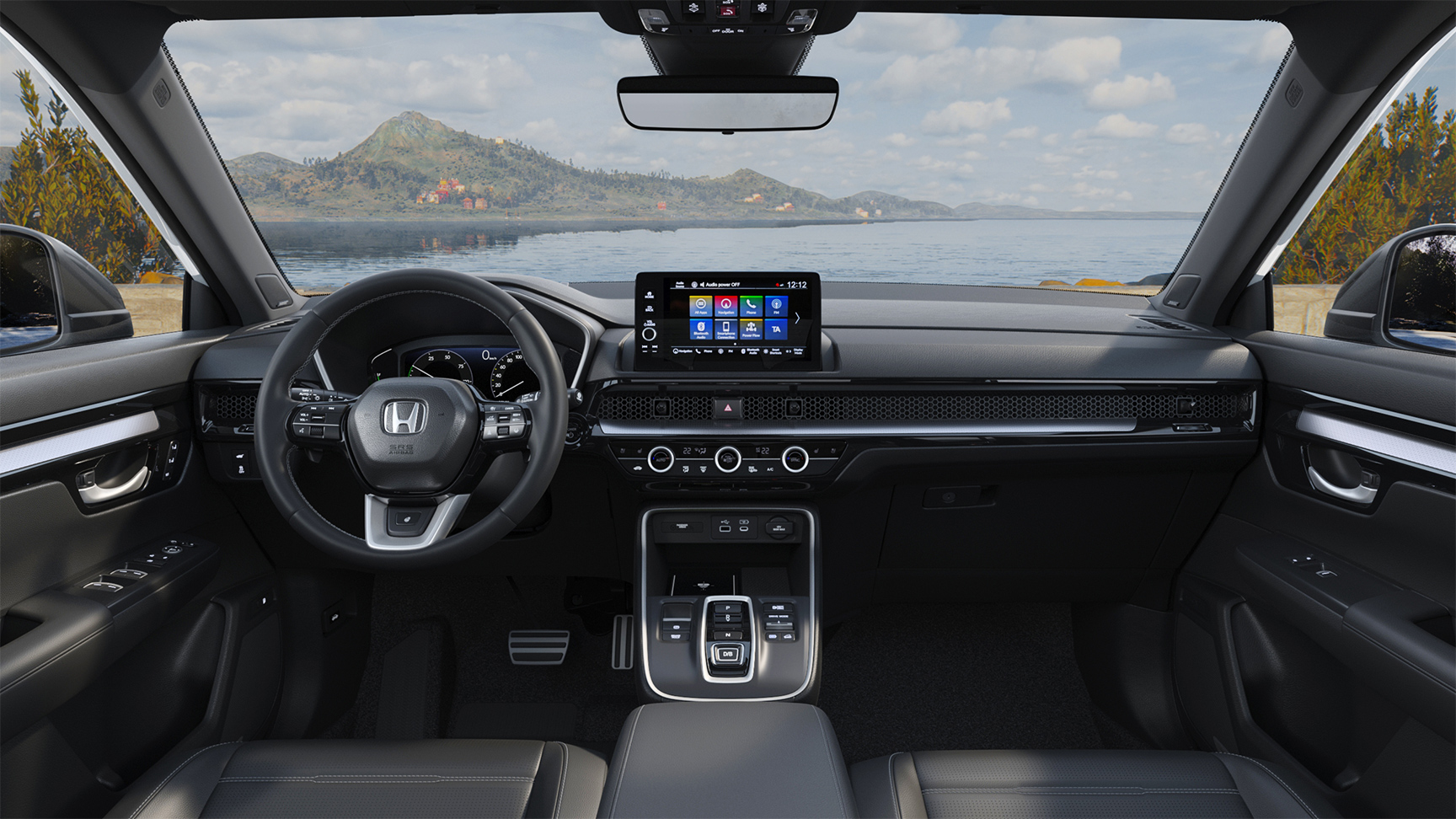 Imagen de tres cuartos del interior del SUV Honda CR-V Plug-in Hybrid.
