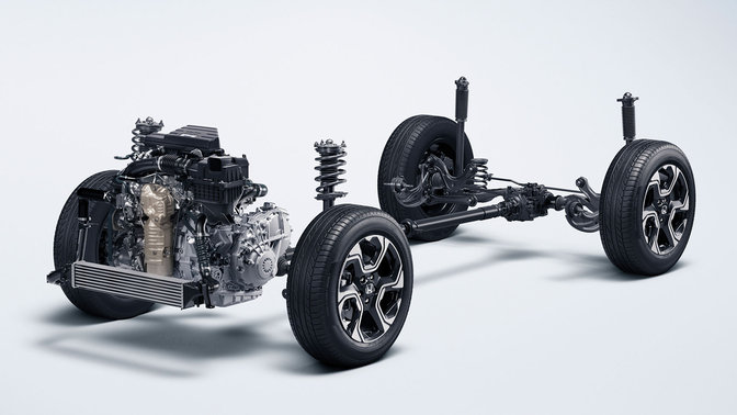 Esqueleto del chasis del Honda CR-V.