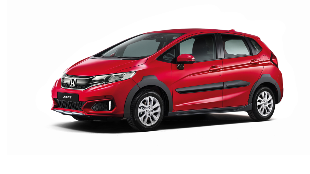 Vista frontal de tres cuartos, lado derecho del Honda Jazz X-Road. Escena.