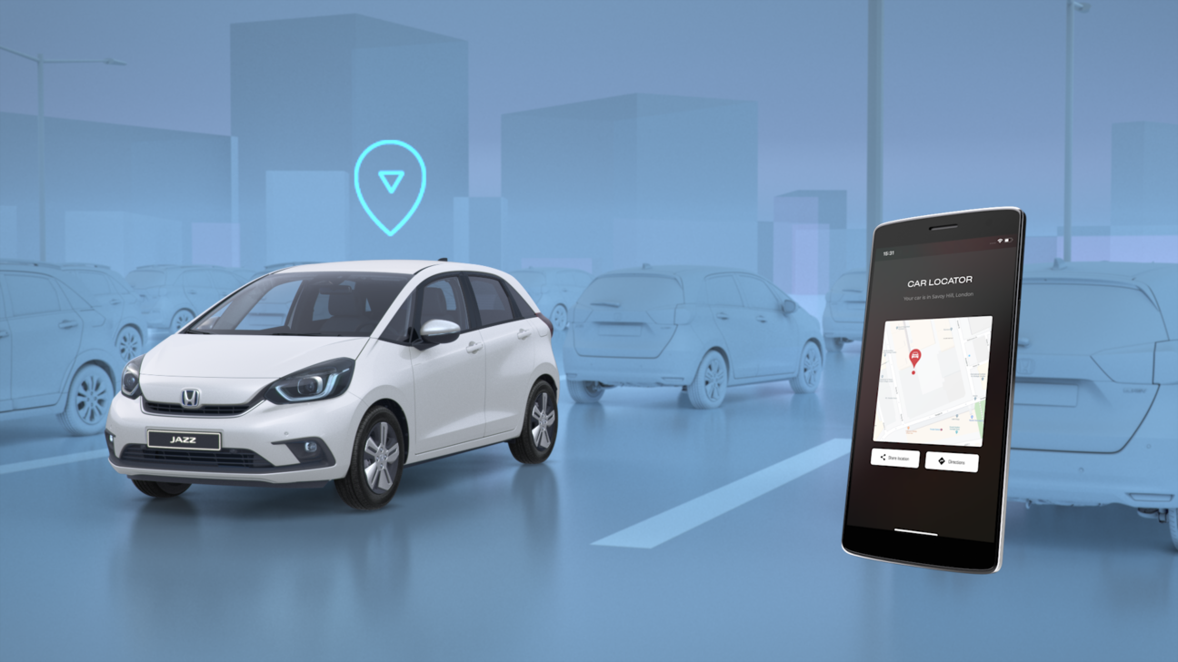 Honda Jazz Hybrid en una calle virtual