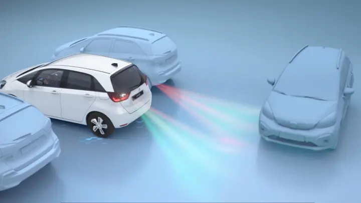 Honda Jazz Hybrid graphical image of Honda SENSING features. 