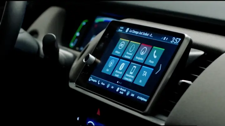Close up of the Honda Jazz Hybrid Dashboard.