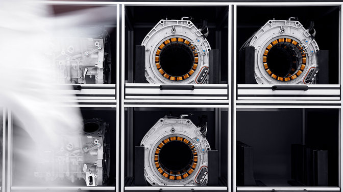 Vista delantera de los motores de tracción directa del NSX.