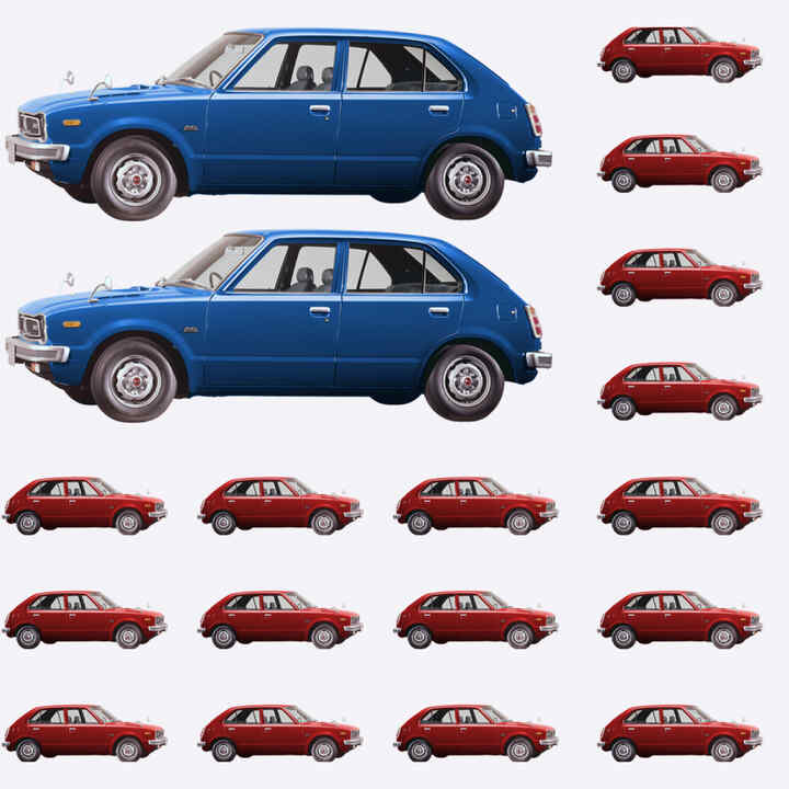 Bandera estadounidense formada por el Honda Civic.