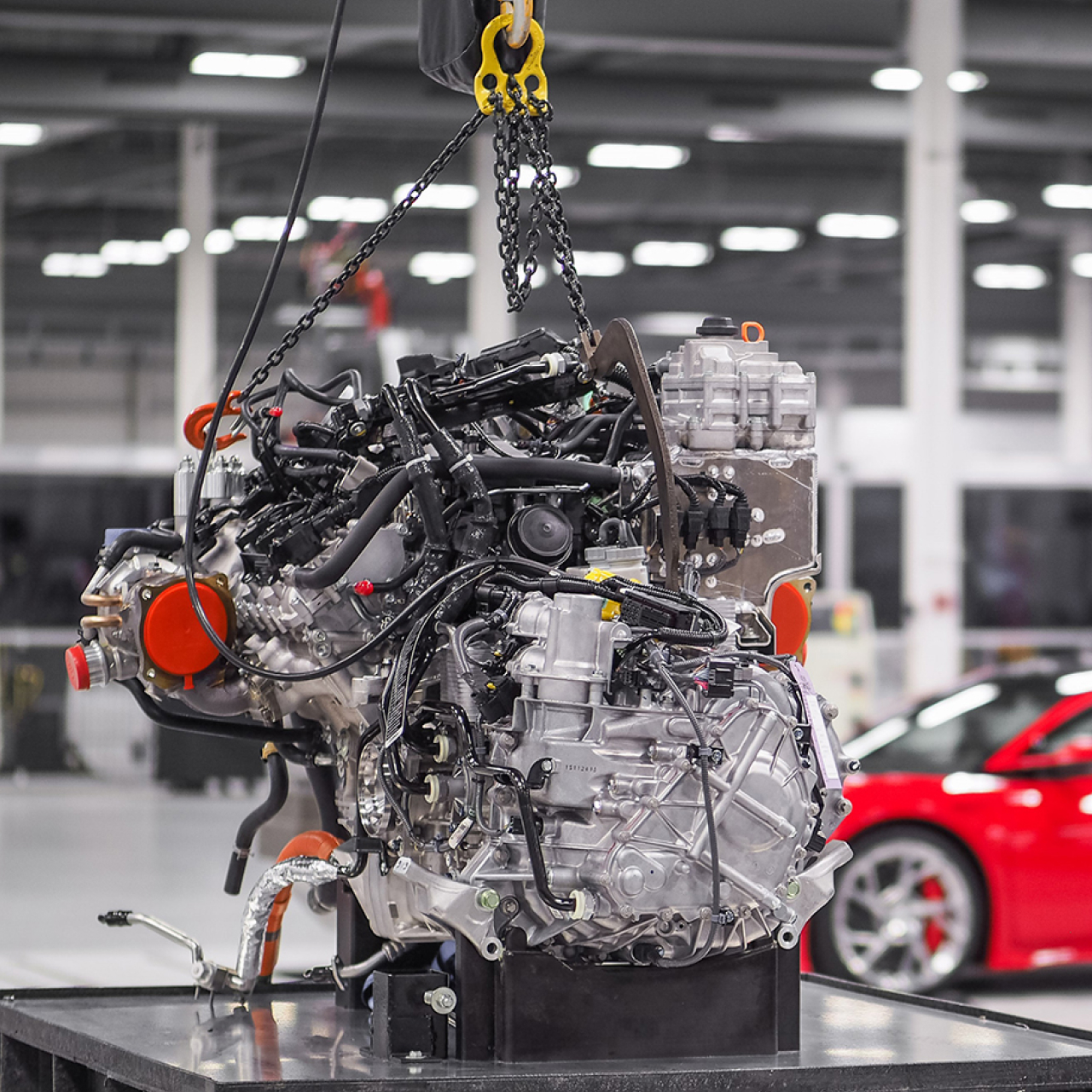Primer plano del motor del Honda NSX.