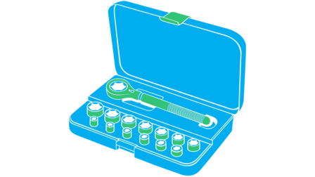 Dibujo grafico de caja de herramientas mantenimiento Honda