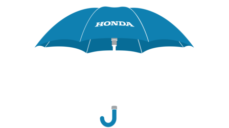 Dibujo gráfico de paraguas azul con logotipo de Honda