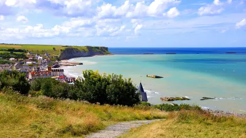 Vistas de las playas del día D en Arromanches les Bains (Normandía)