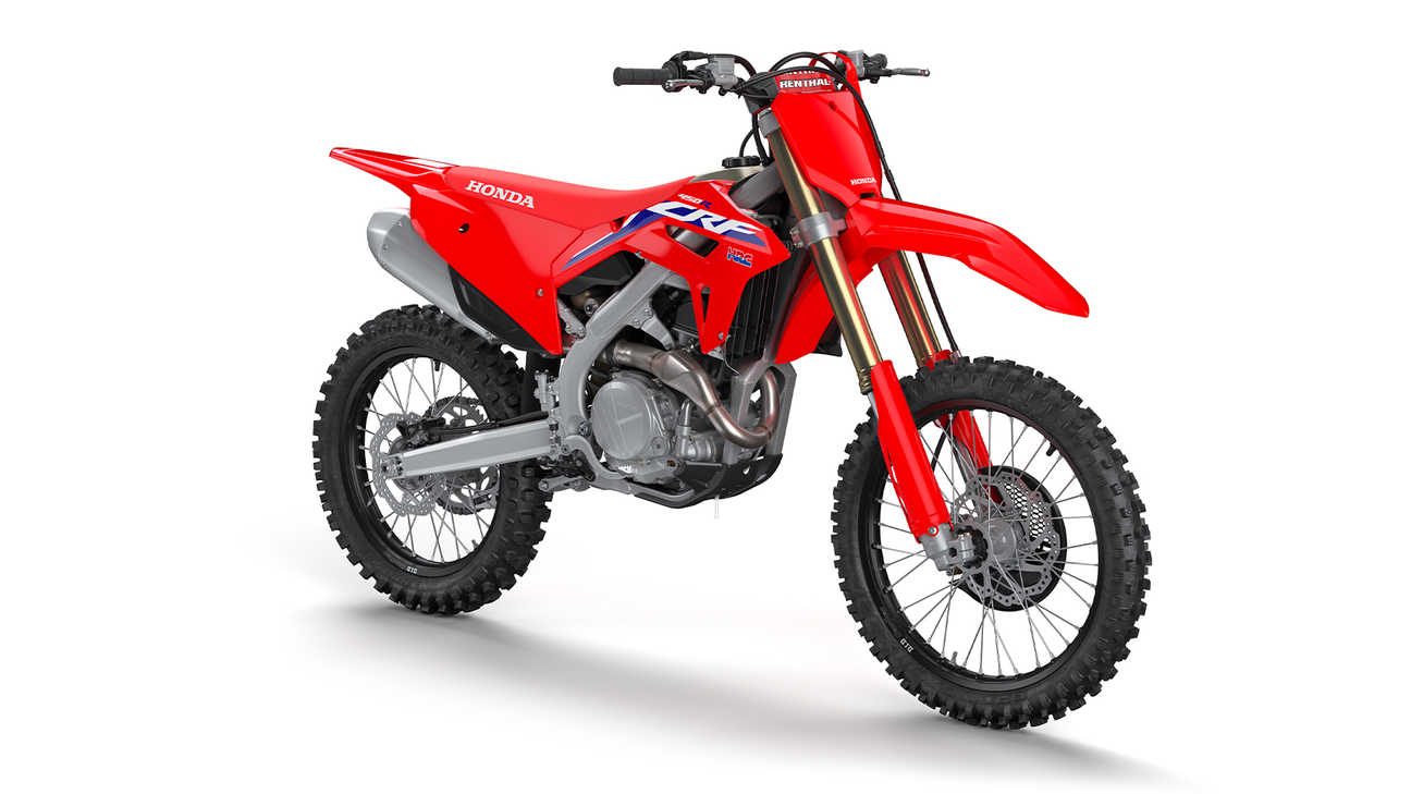 Vista lateral derecha de la CRF450R, en estudio
