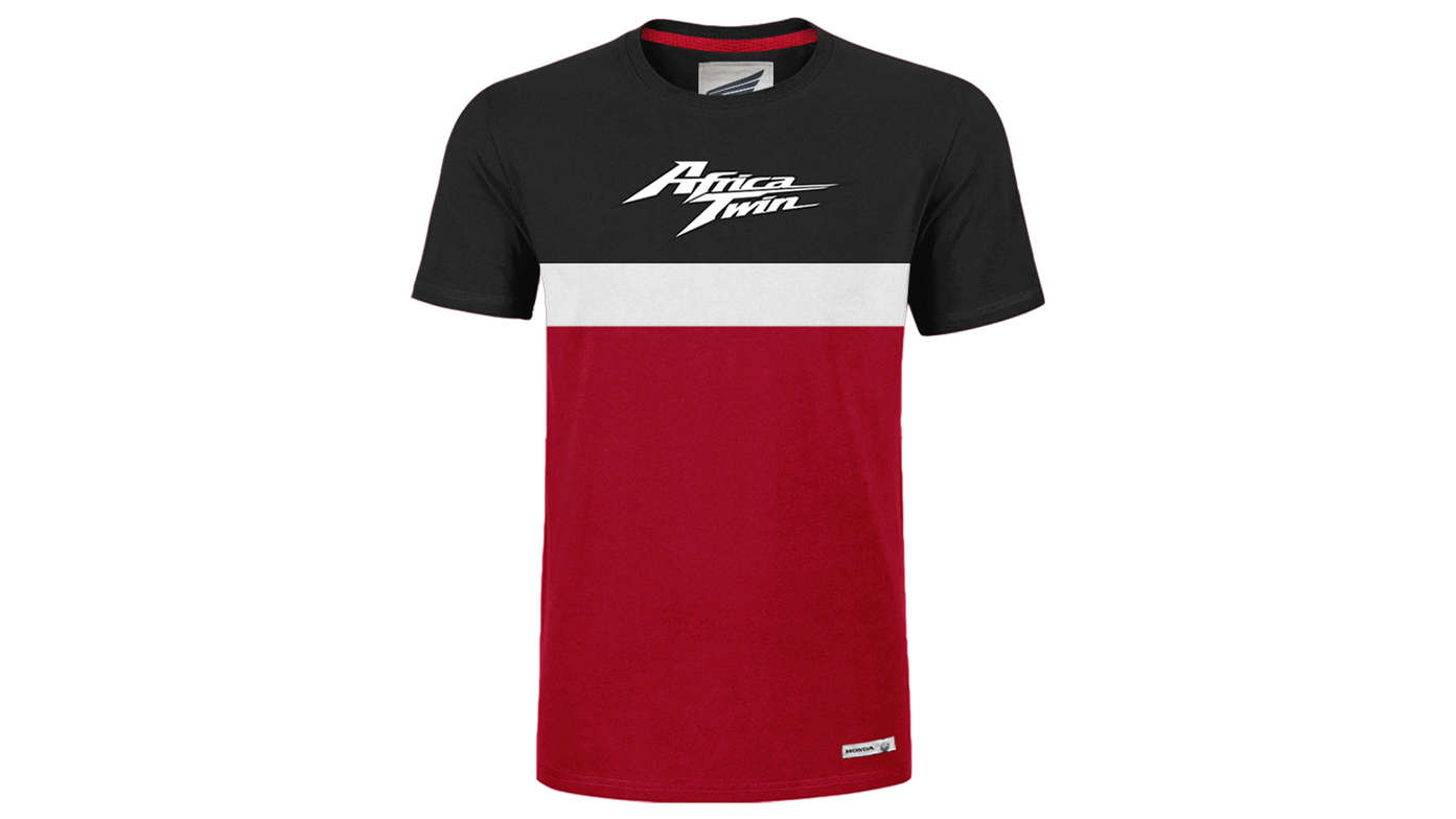 Camiseta Honda vintage roja y negra con logotipo Africa Twin. 