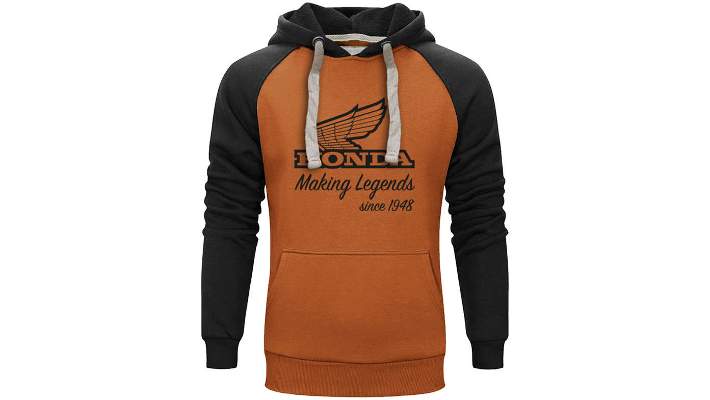 Sudadera Honda vintage naranja y negra. 