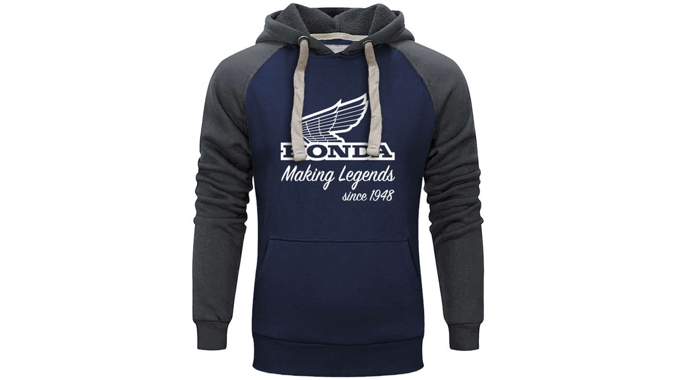 Sudadera Honda vintage azul marina y gris. 