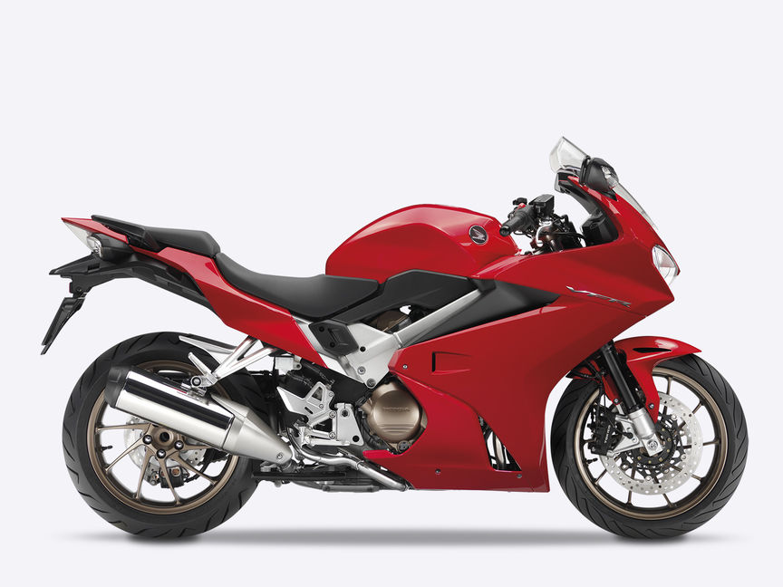 Honda VFR800F Tourer, en estudio, lateral, Victory Red