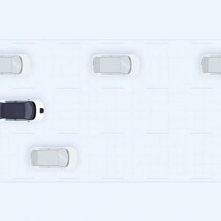 Una vista superior del Honda e que muestra la función de control de crucero adaptativo. 