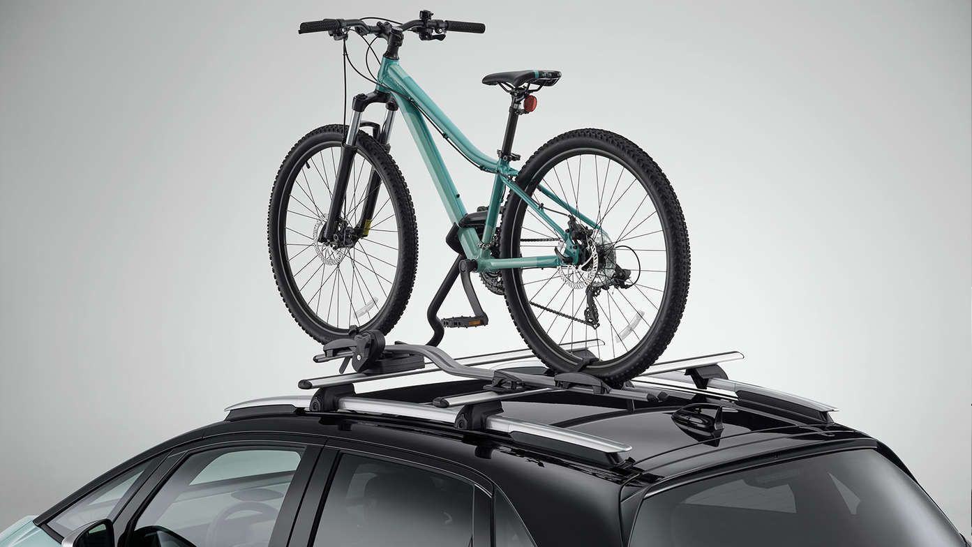 Primer plano del portabicicletas del Honda Jazz Hybrid